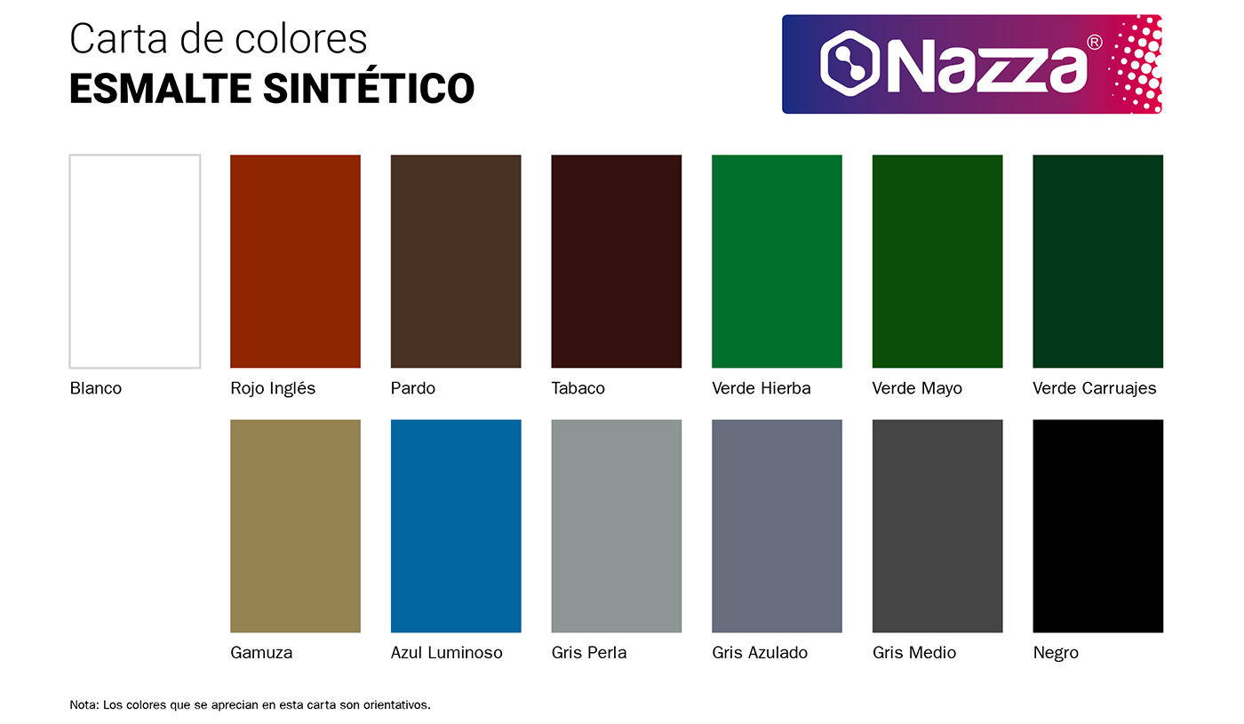 Carta de cores esmalte de poliuretano Nazza